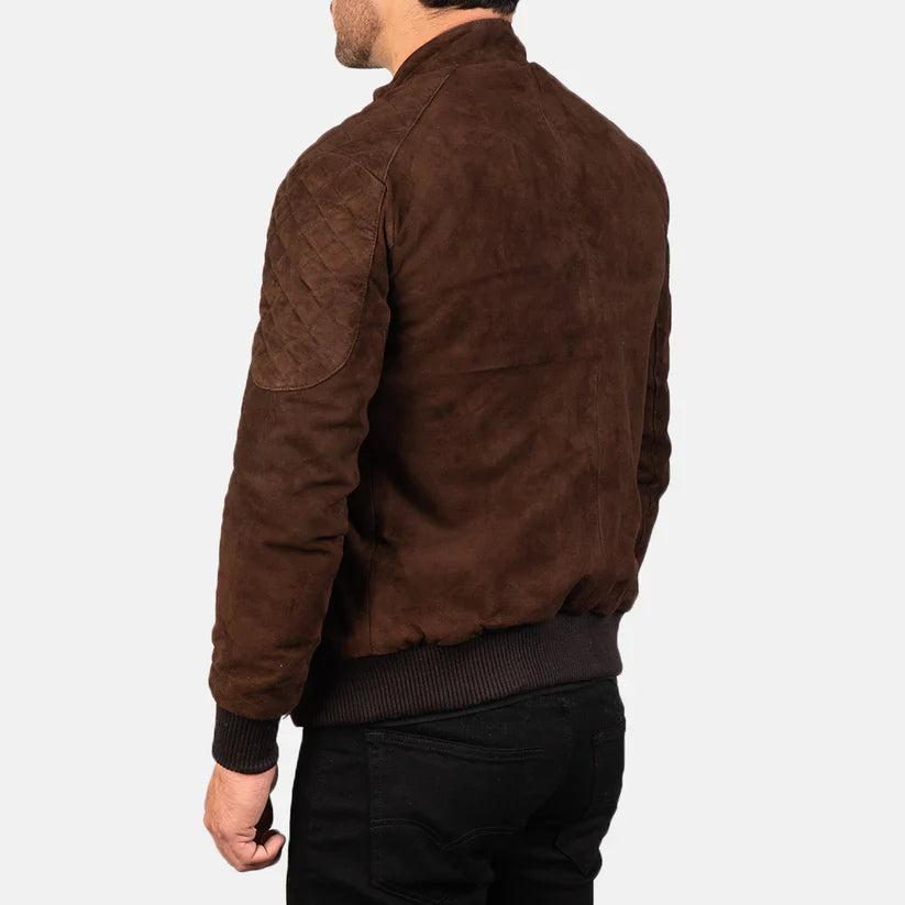 Vellano Sven Mocha Suede Bomber Jacket