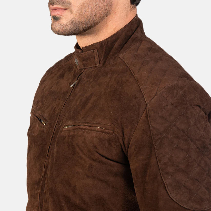 Vellano Sven Mocha Suede Bomber Jacket