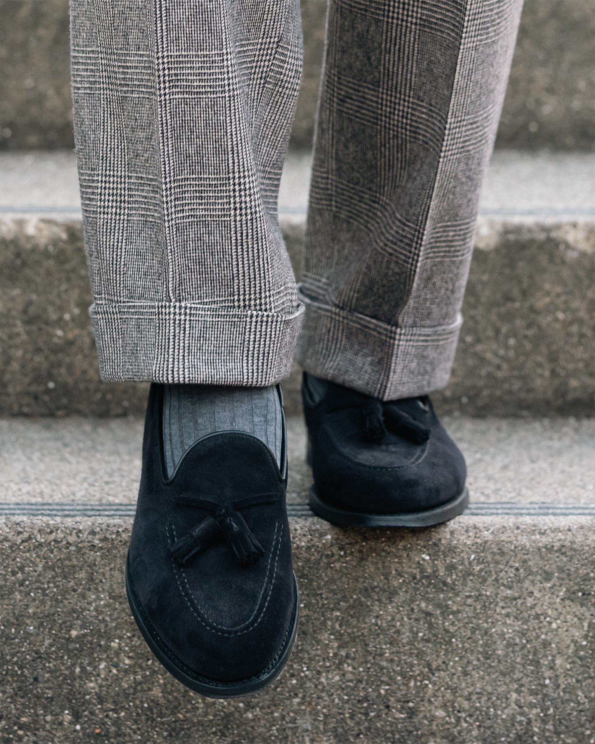 Vellano Molle Black Suede Tassel Loafers
