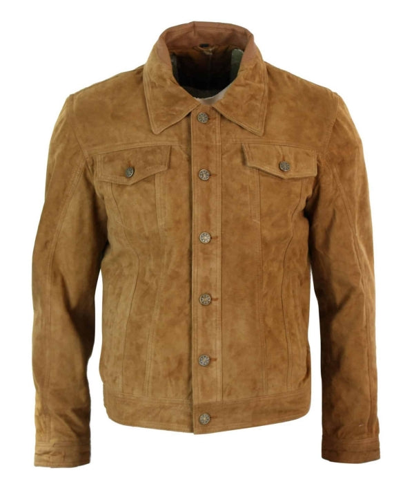 Vellano Brown Suede Retro Jean Jacket