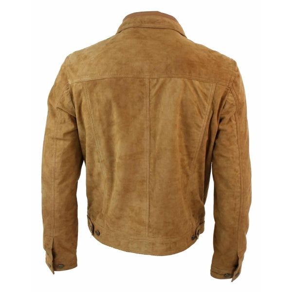 Vellano Brown Suede Retro Jean Jacket