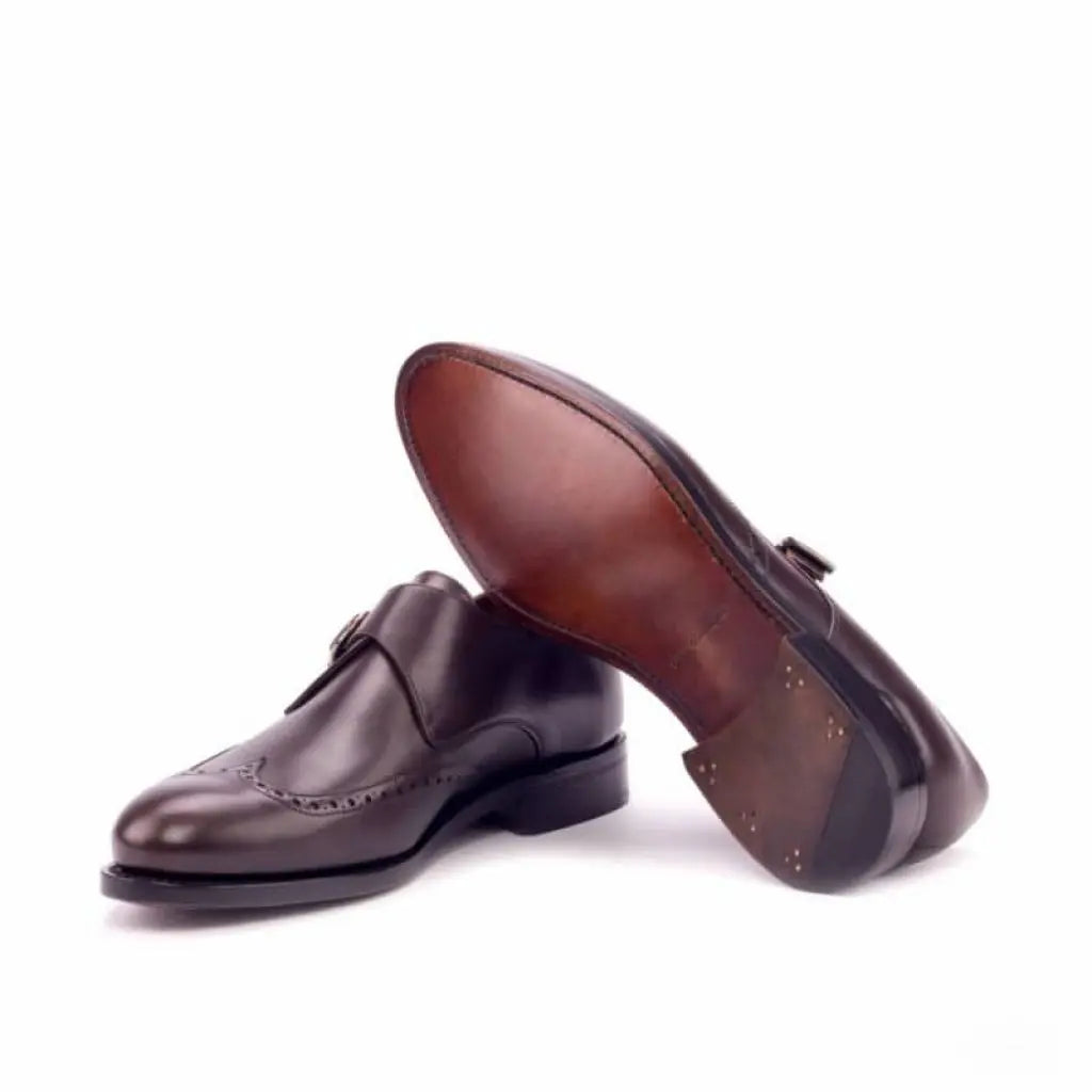Vellano Dark Cuir Brogue Single Strap Monk