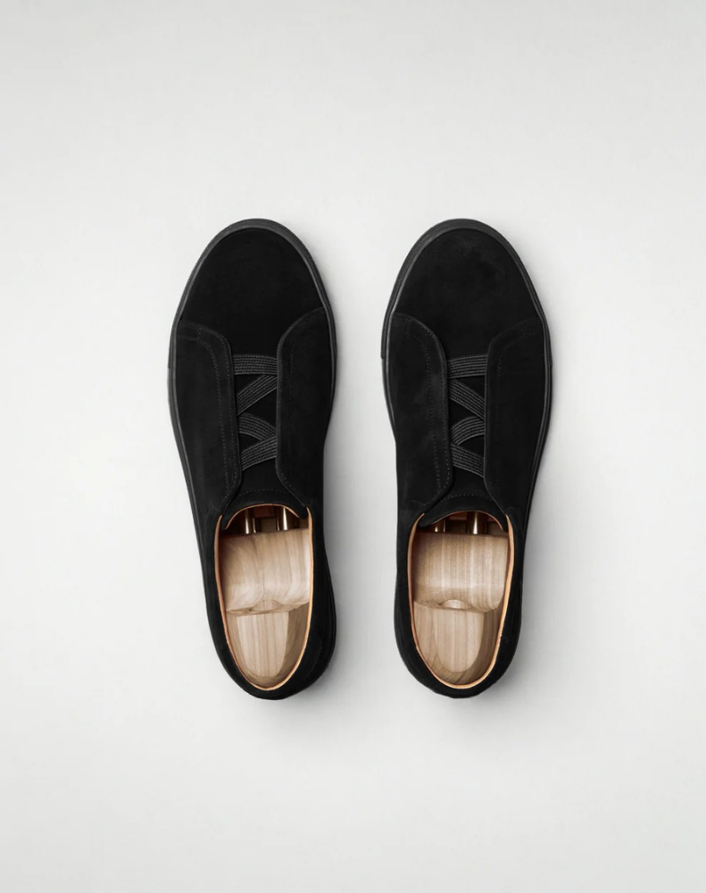 Vellano Alno Black Suede Slip On Sneakers