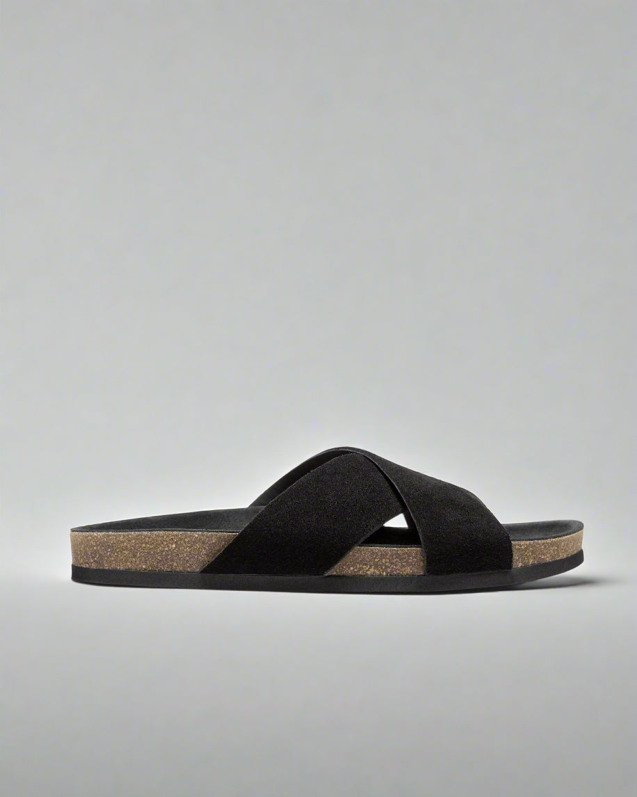 Vellano Black Suede Leather Sandals