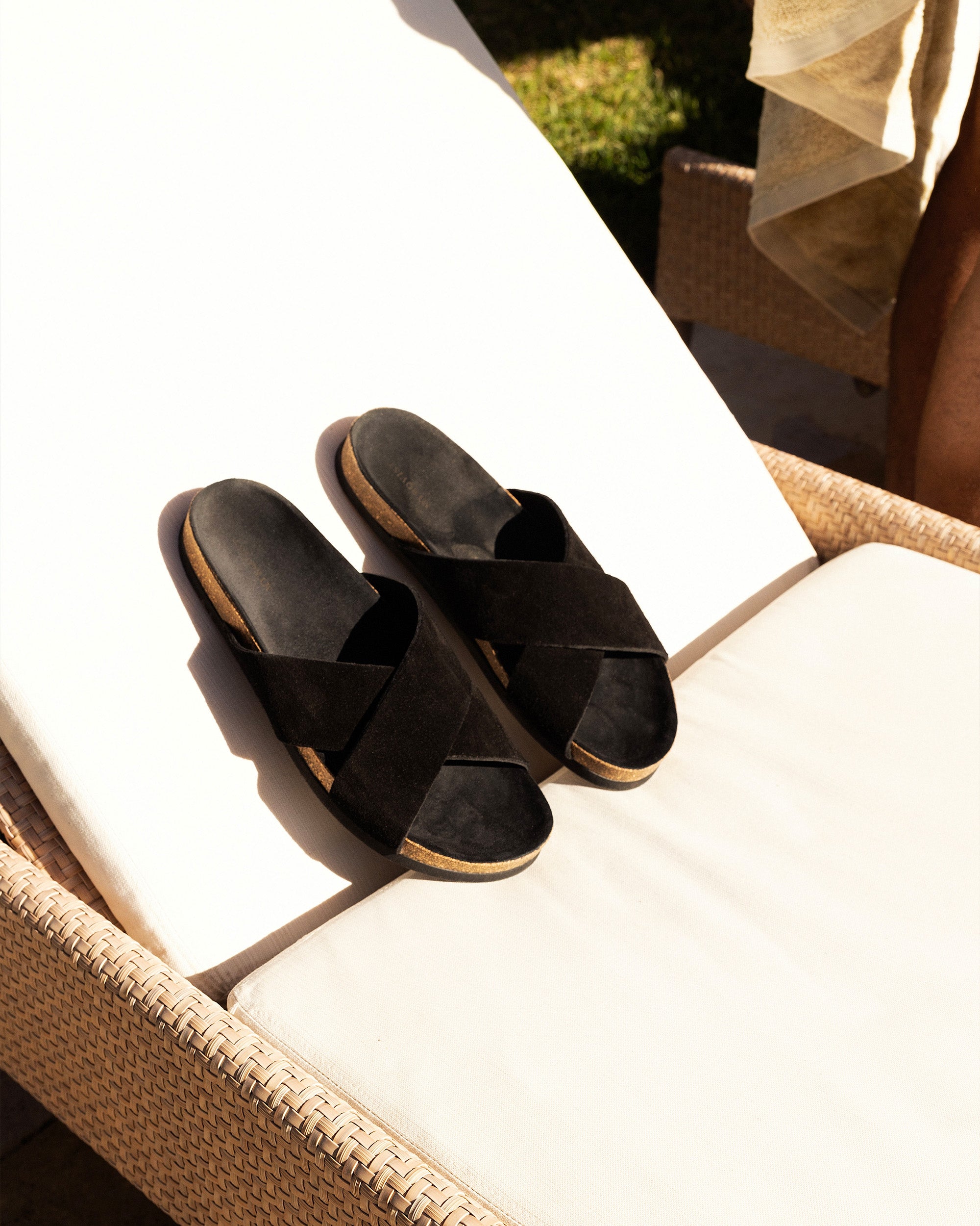Vellano Black Suede Leather Sandals