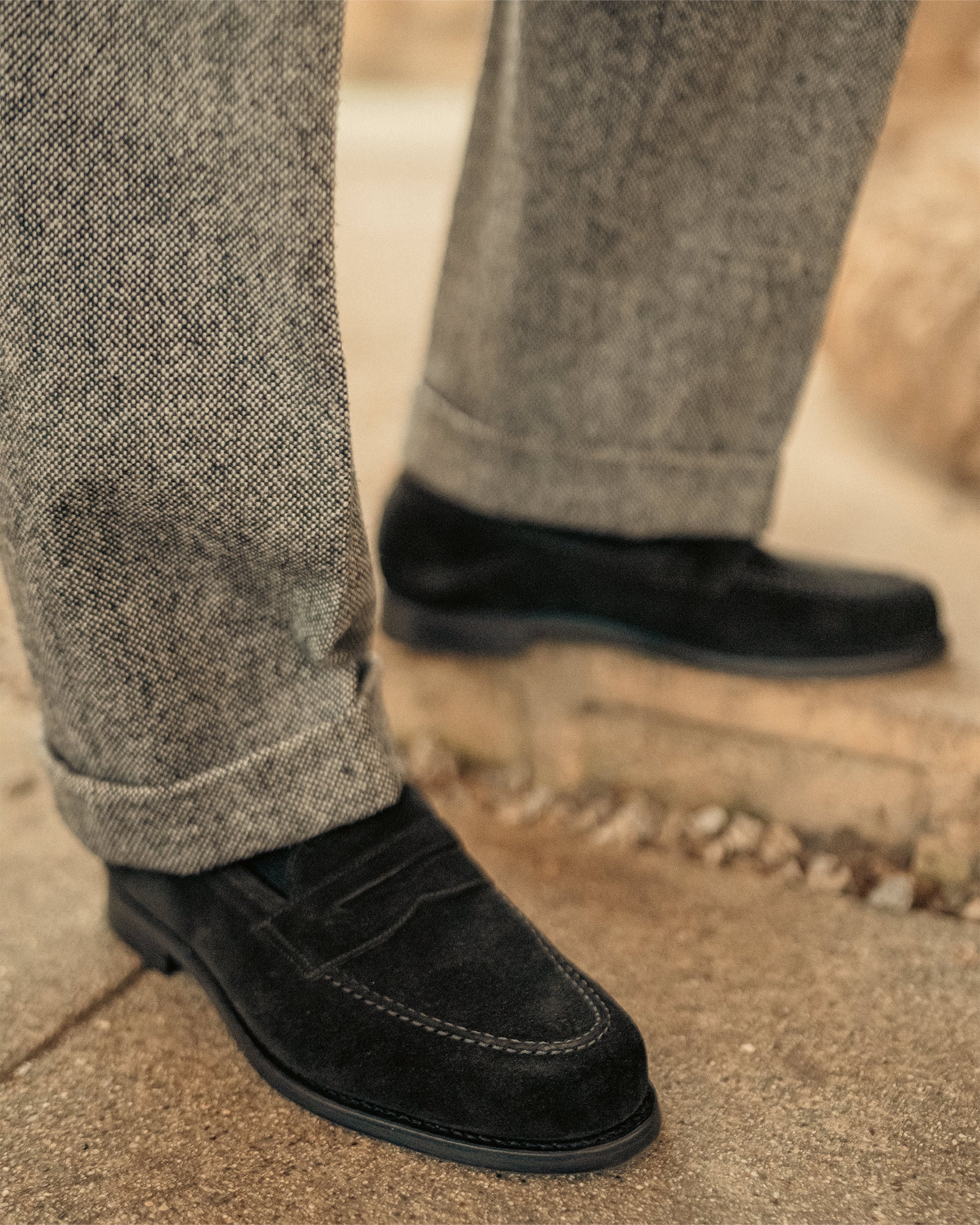 Vellano Stenhammar Black Suede Penny Loafers