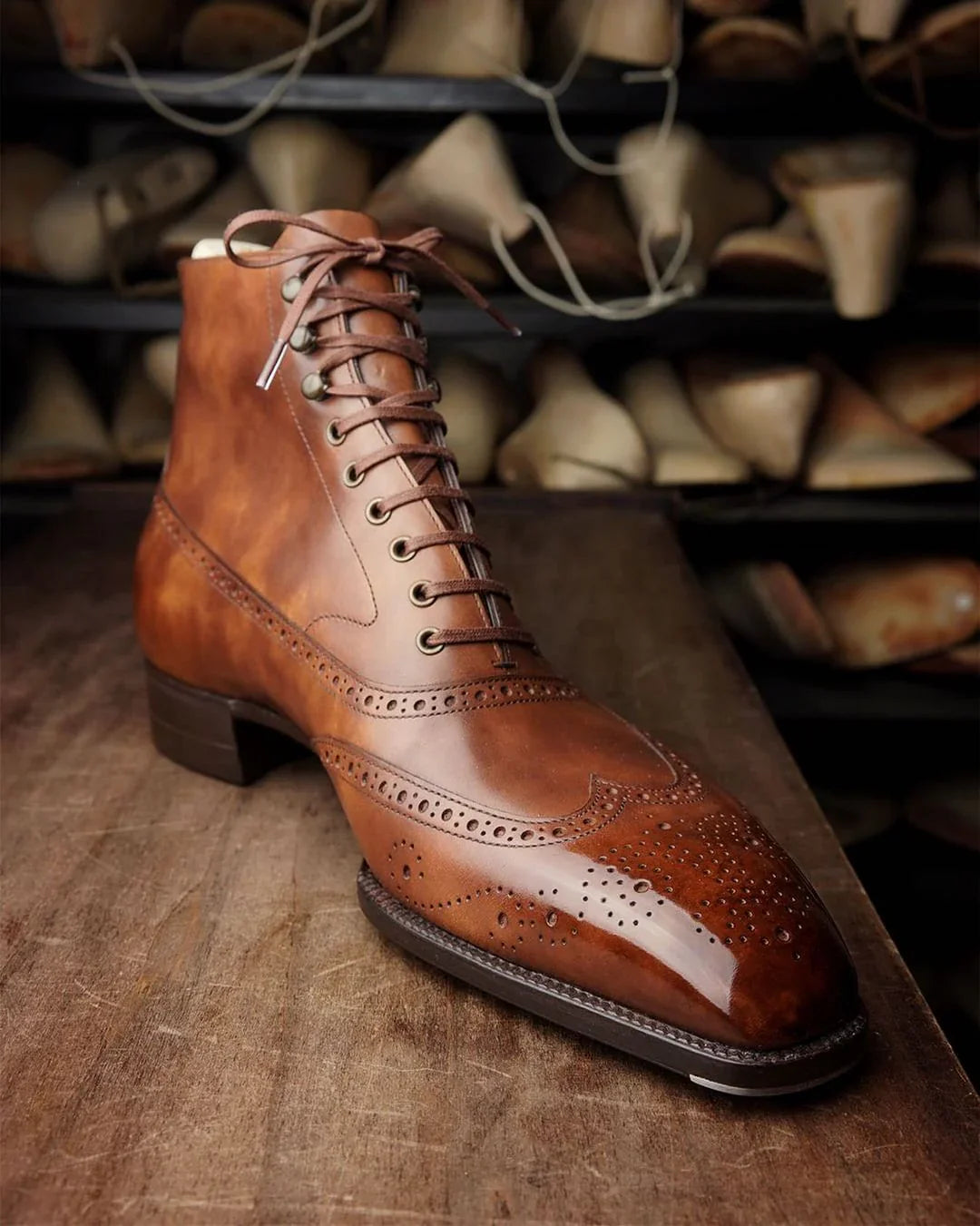 Vellano Dawson Tan Leather Brogue Boots