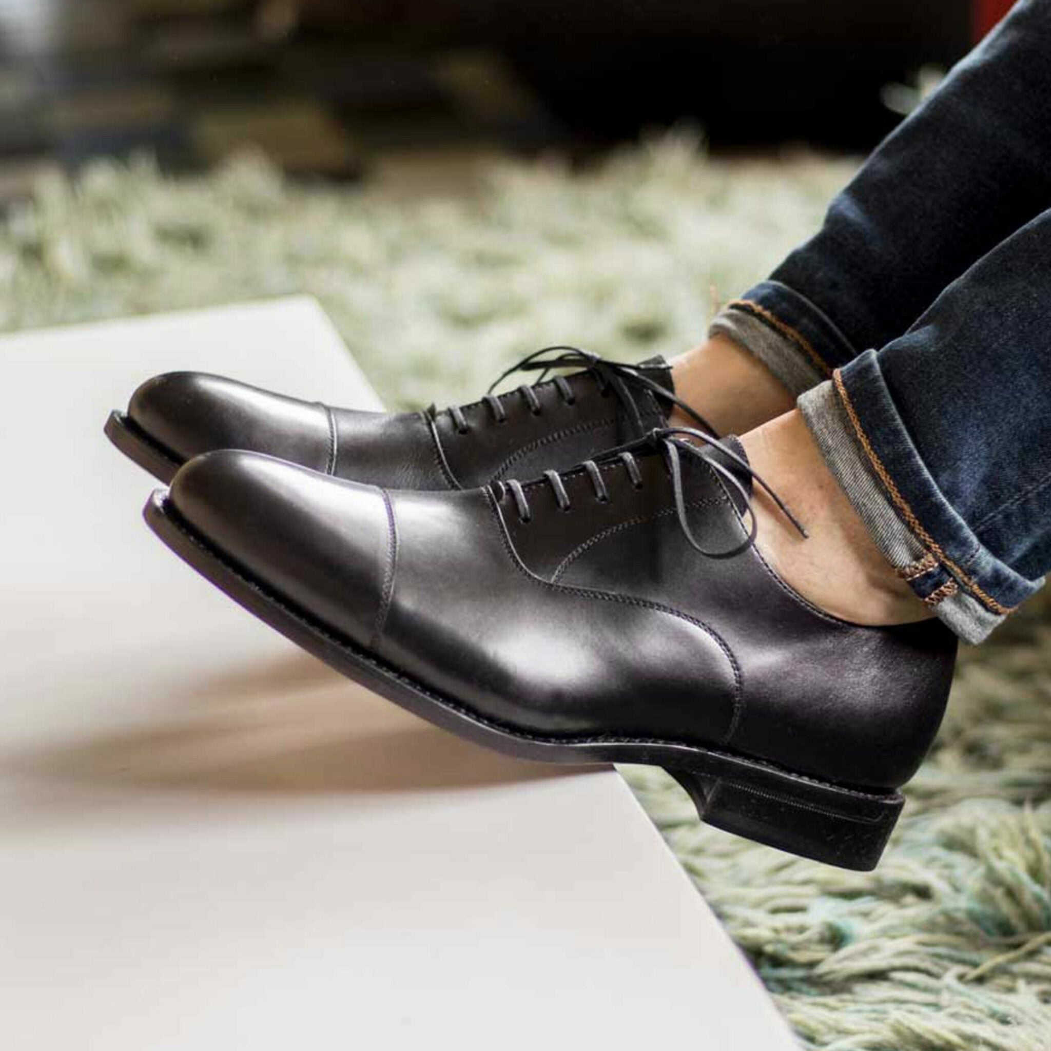 Vellano Full Black Belmont Leather Oxford Shoes