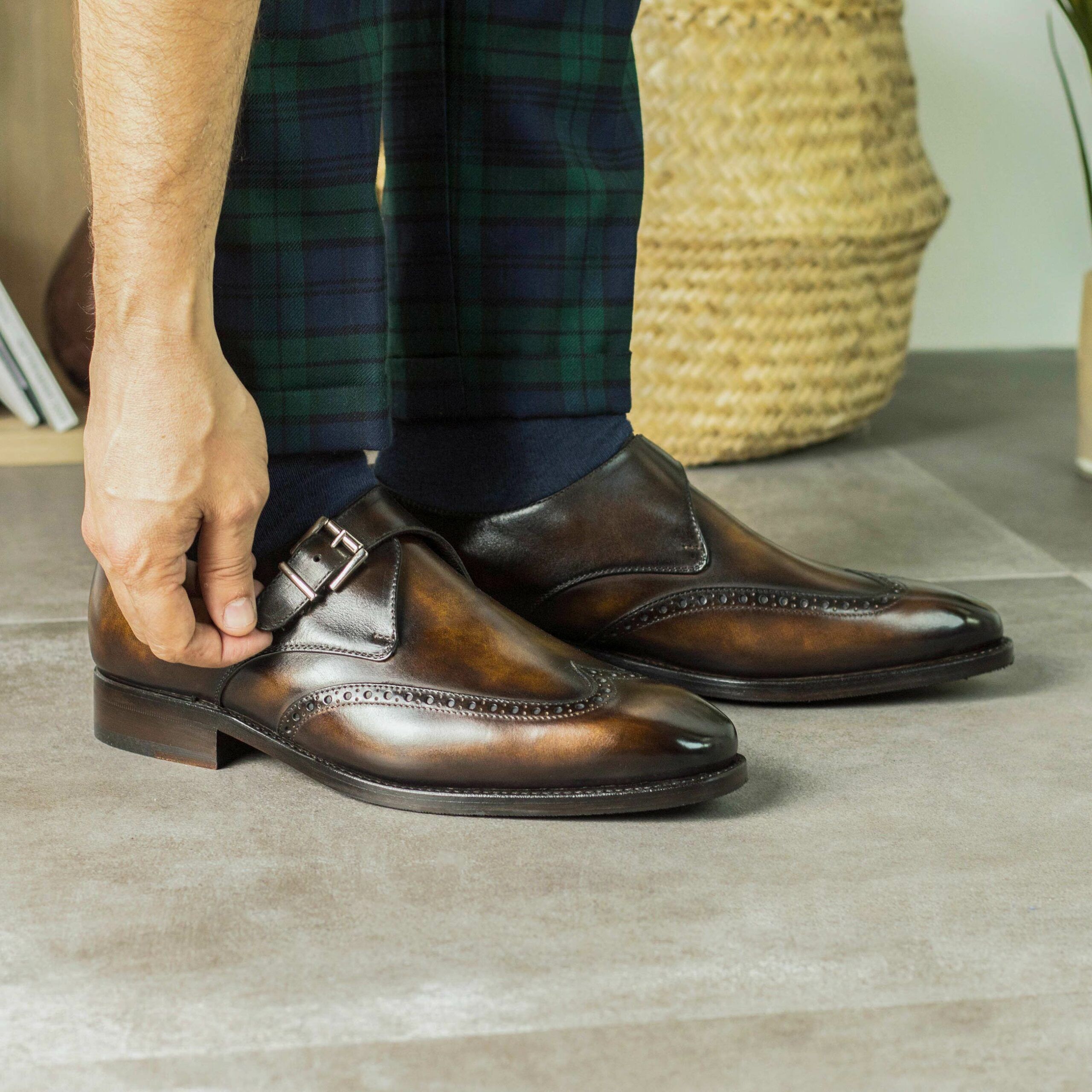Vellano Jack Brown Texture Brogue Monk