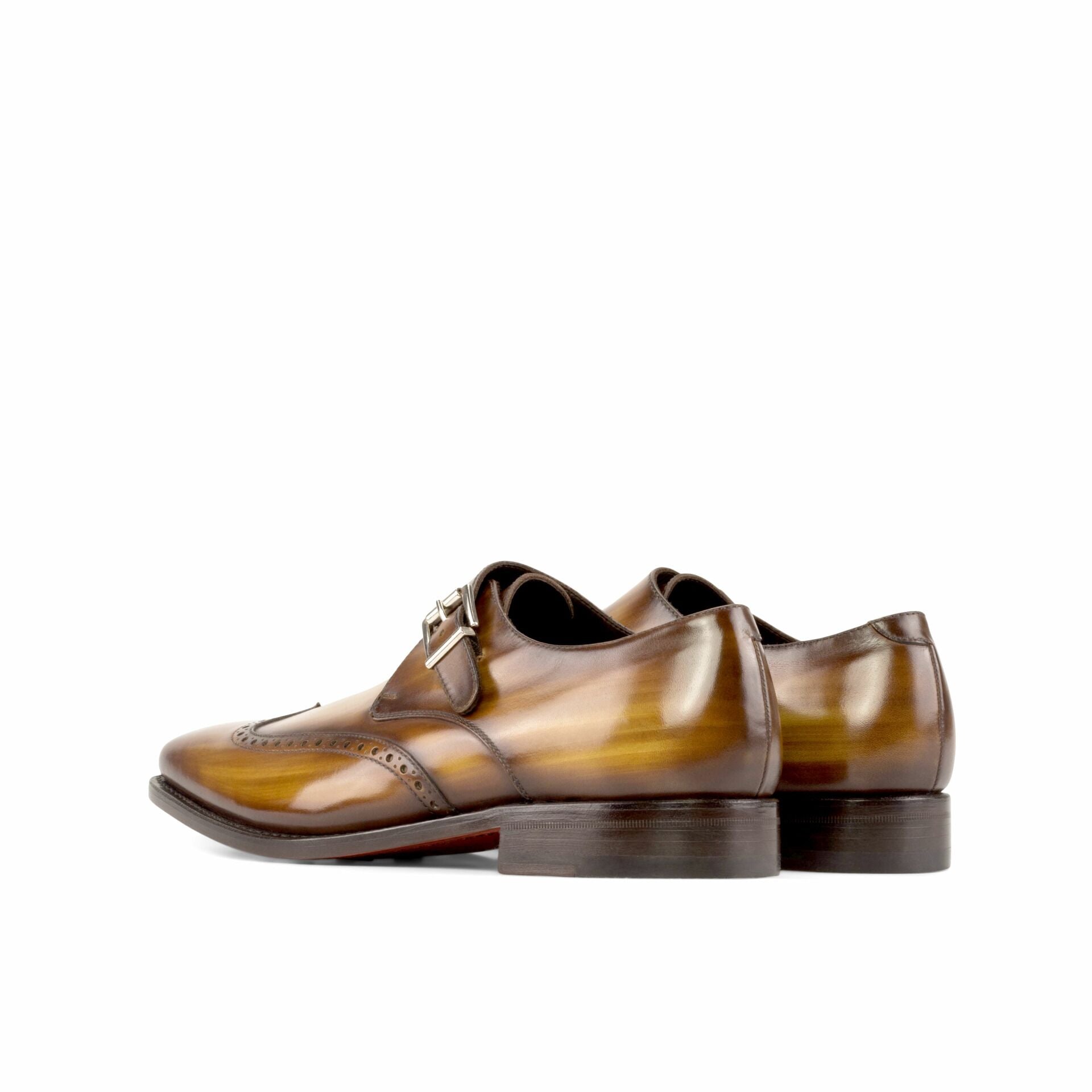Vellano Wood Finish Tan Brogue Strap Monk