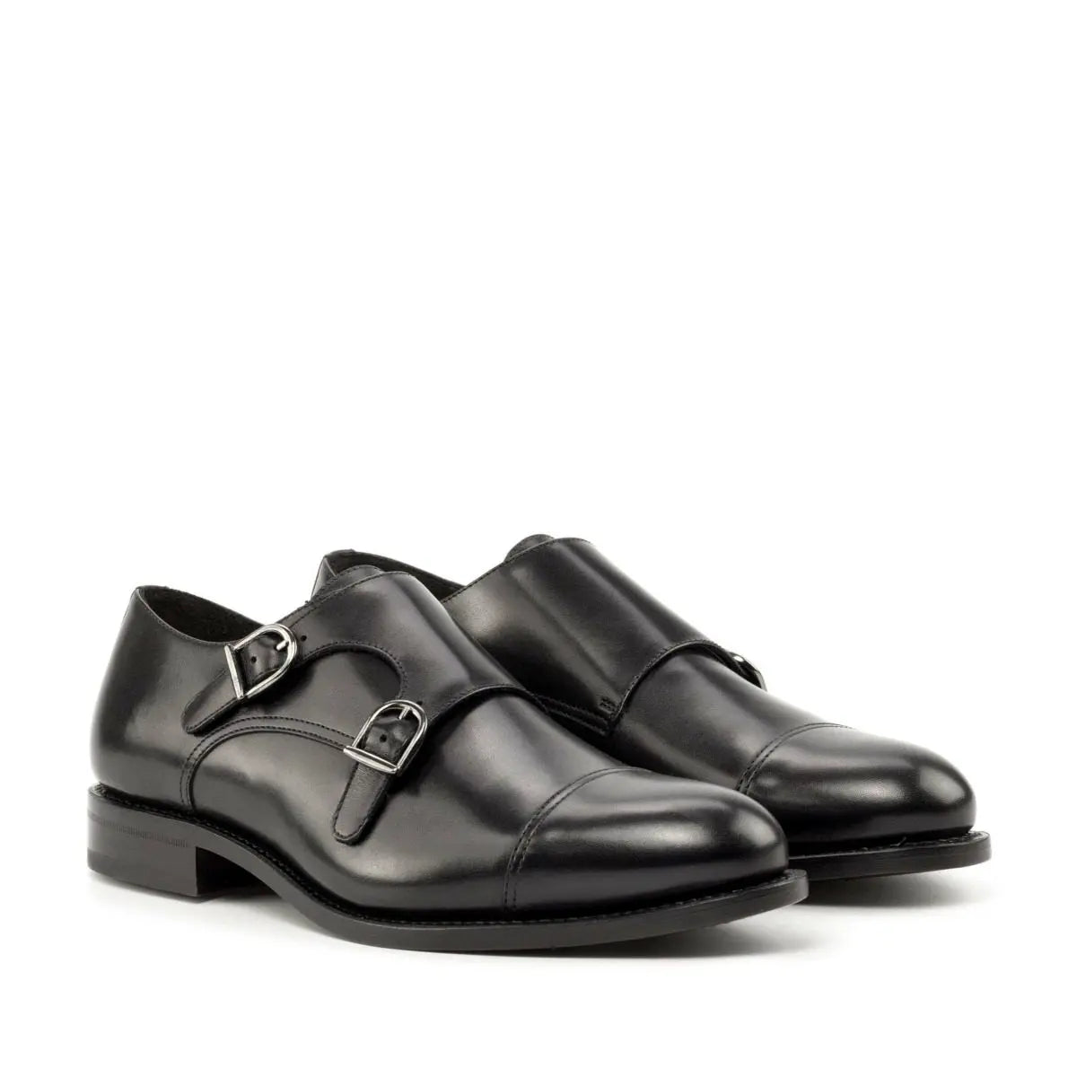 Vellano Black Classic Cap Toe Monk