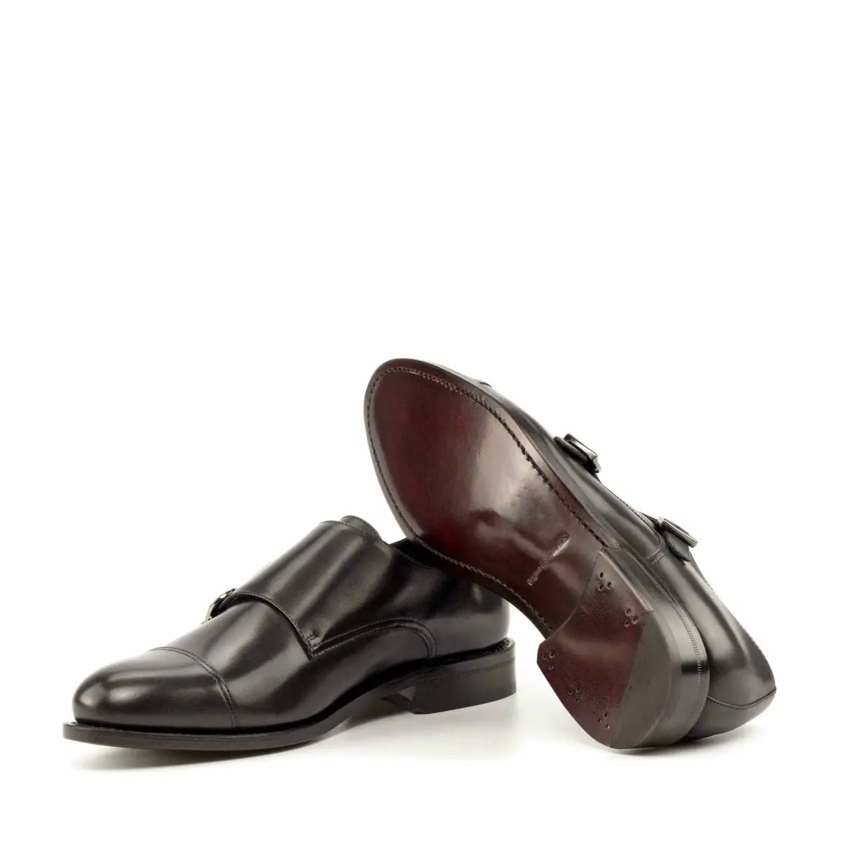 Vellano Black Classic Cap Toe Monk