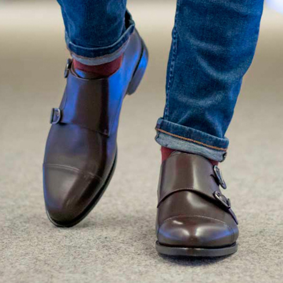 Vellano Elegant Brown Cap Toe Strap Monk