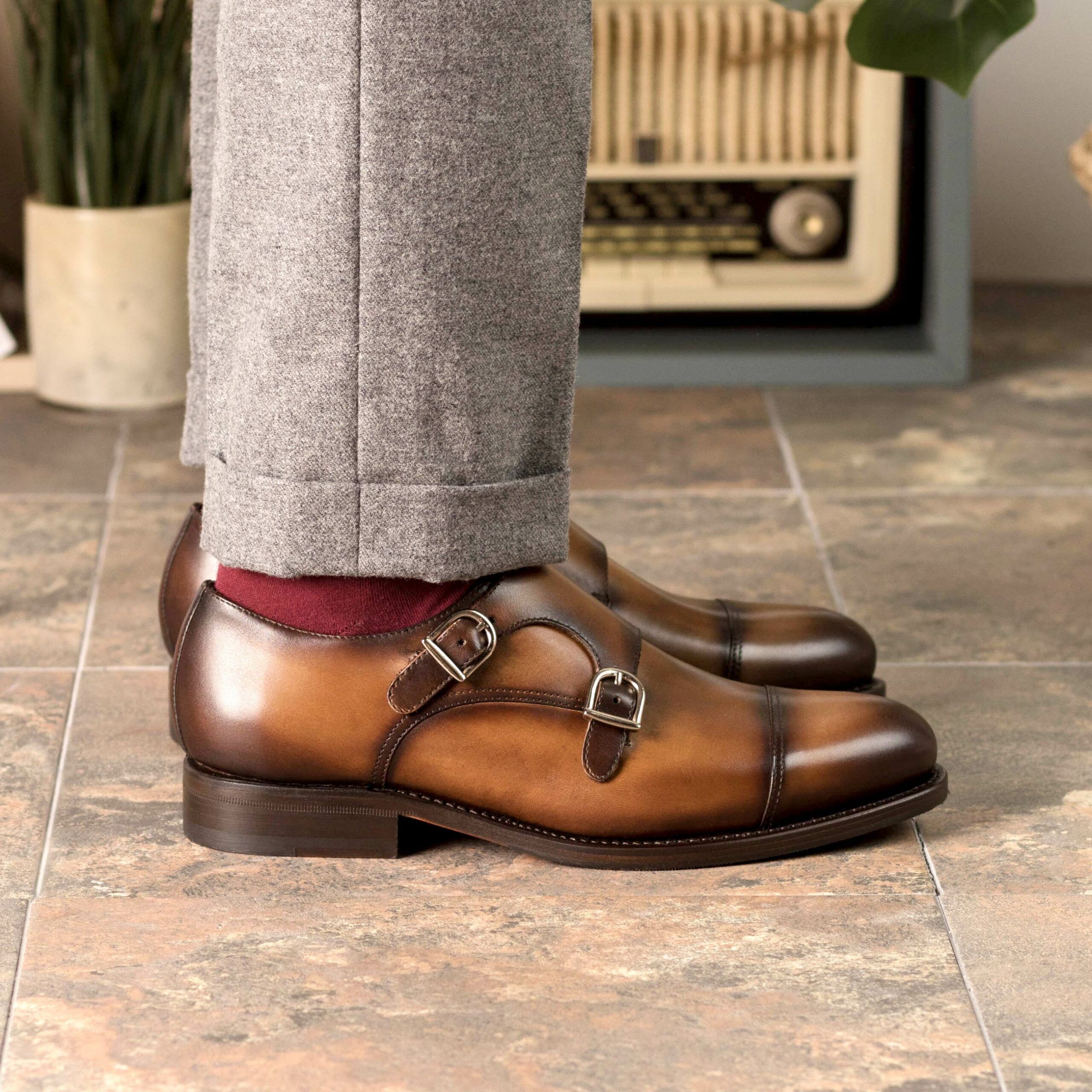 Vellano Tan Dual Tone Double Monk