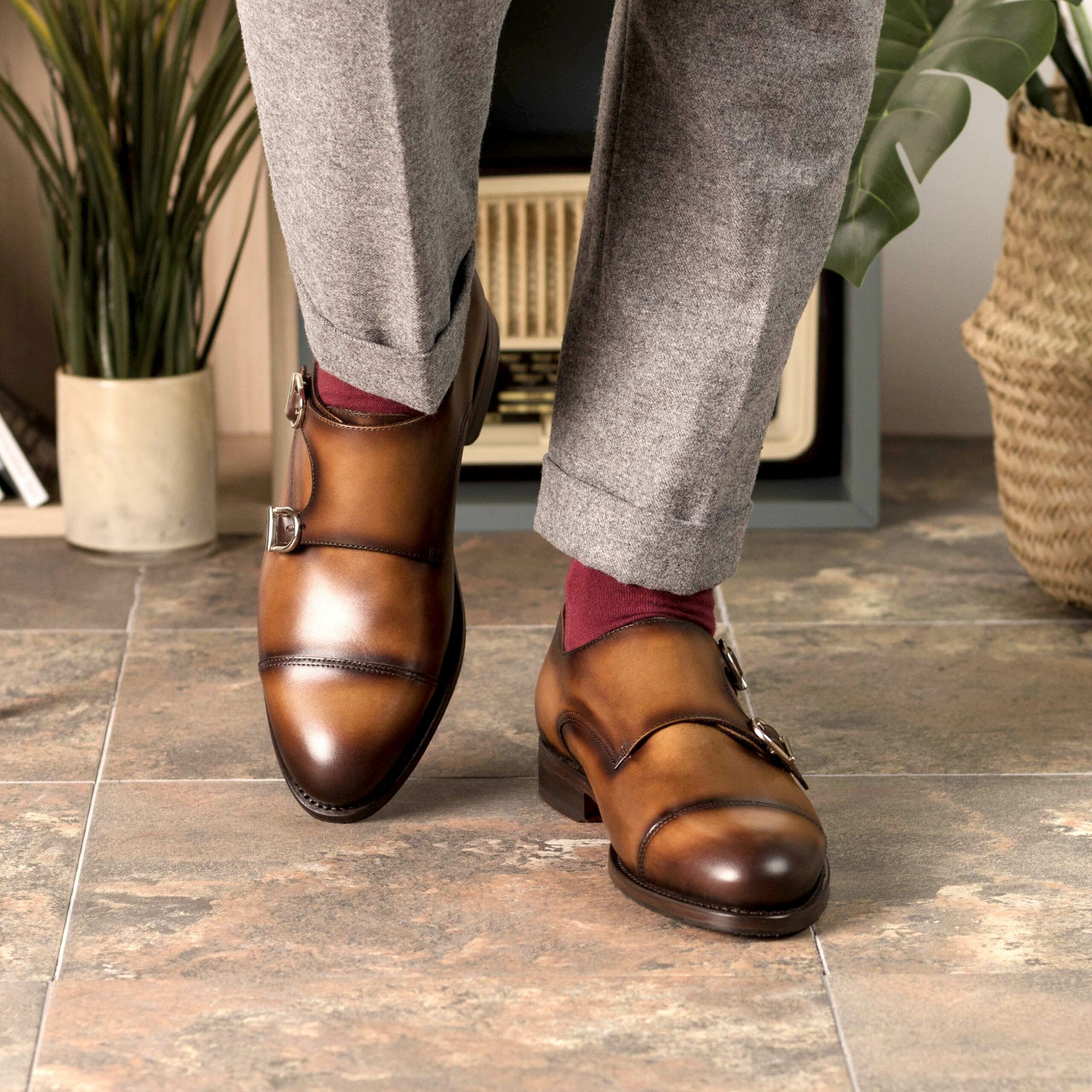 Vellano Tan Dual Tone Double Monk