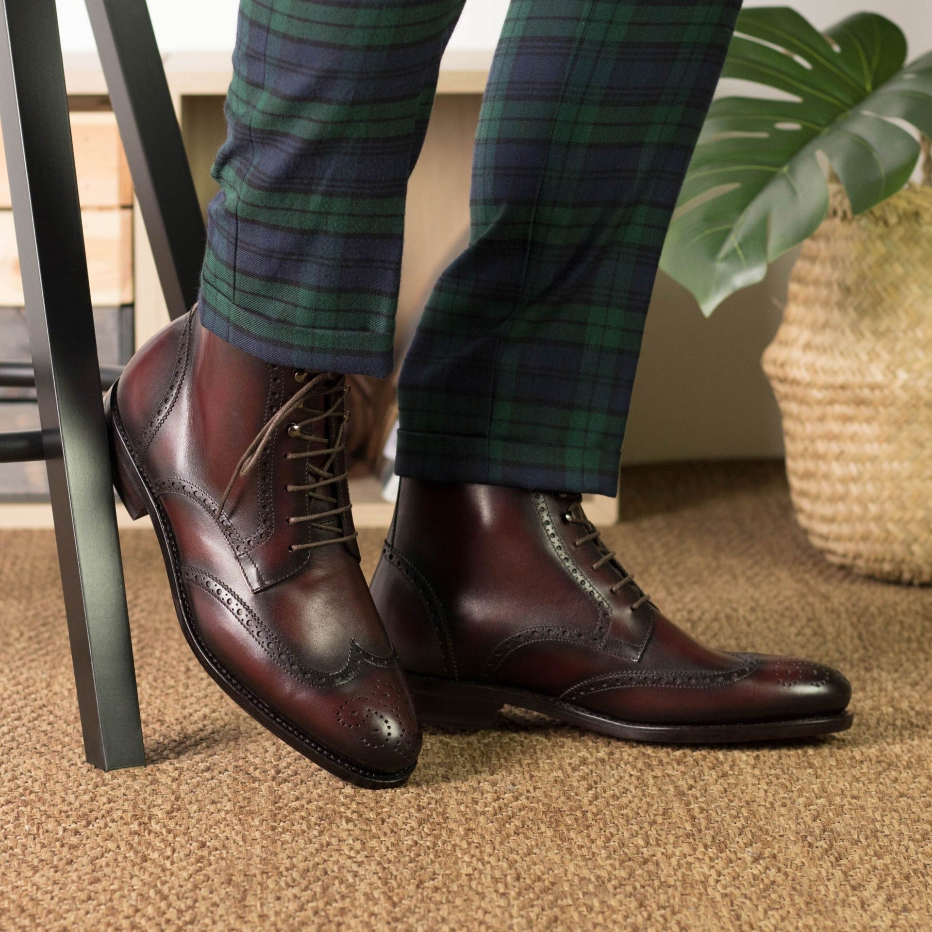 Vellano Patina Burgundy Cherry Brogue Boot