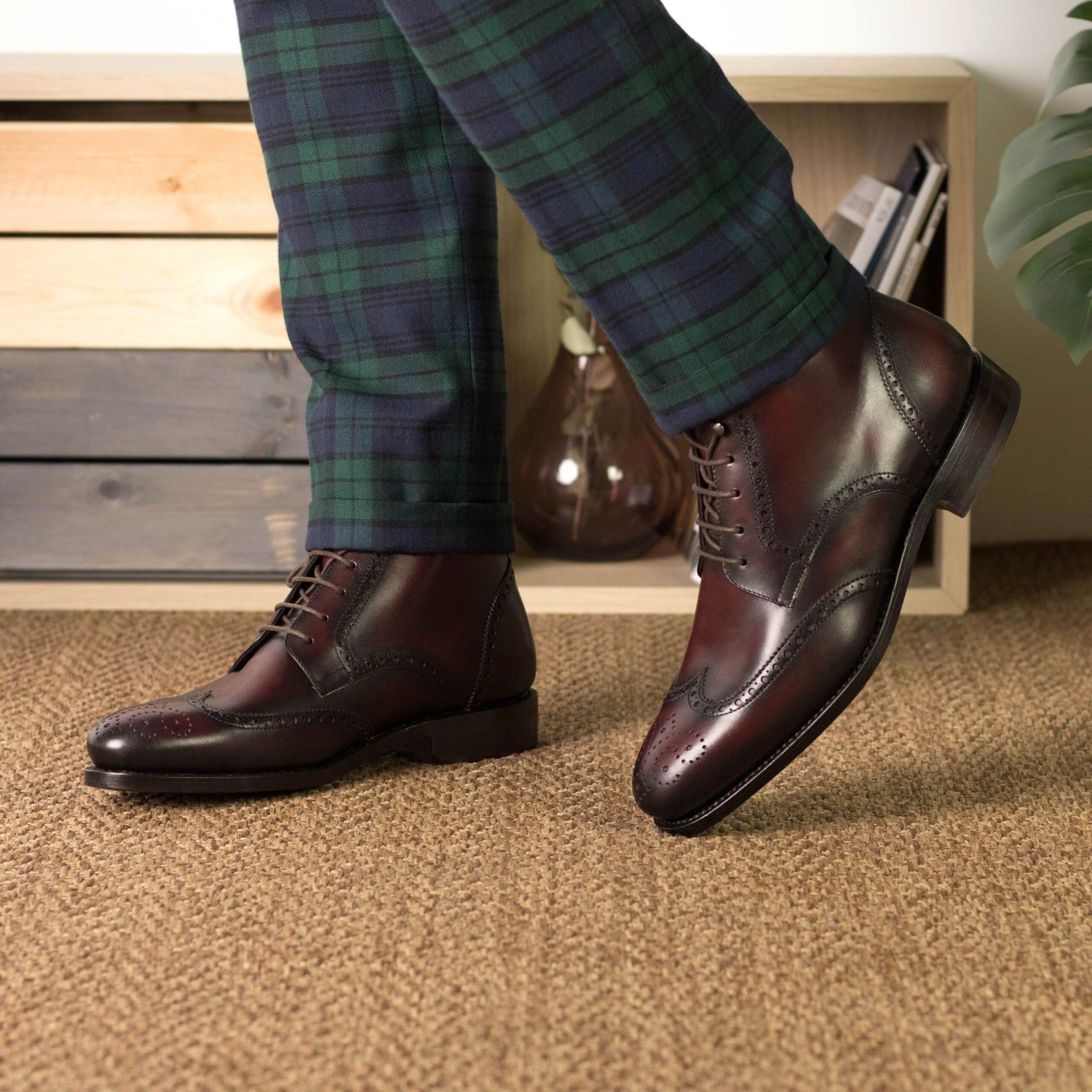 Vellano Patina Burgundy Cherry Brogue Boot