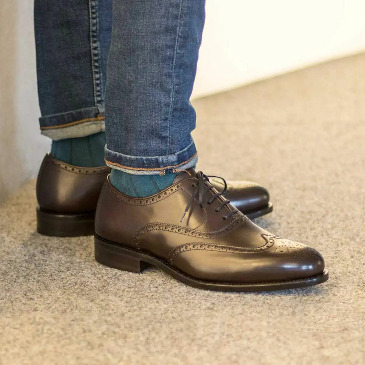 Vellano Brown Wing Tip Brogue Shoe