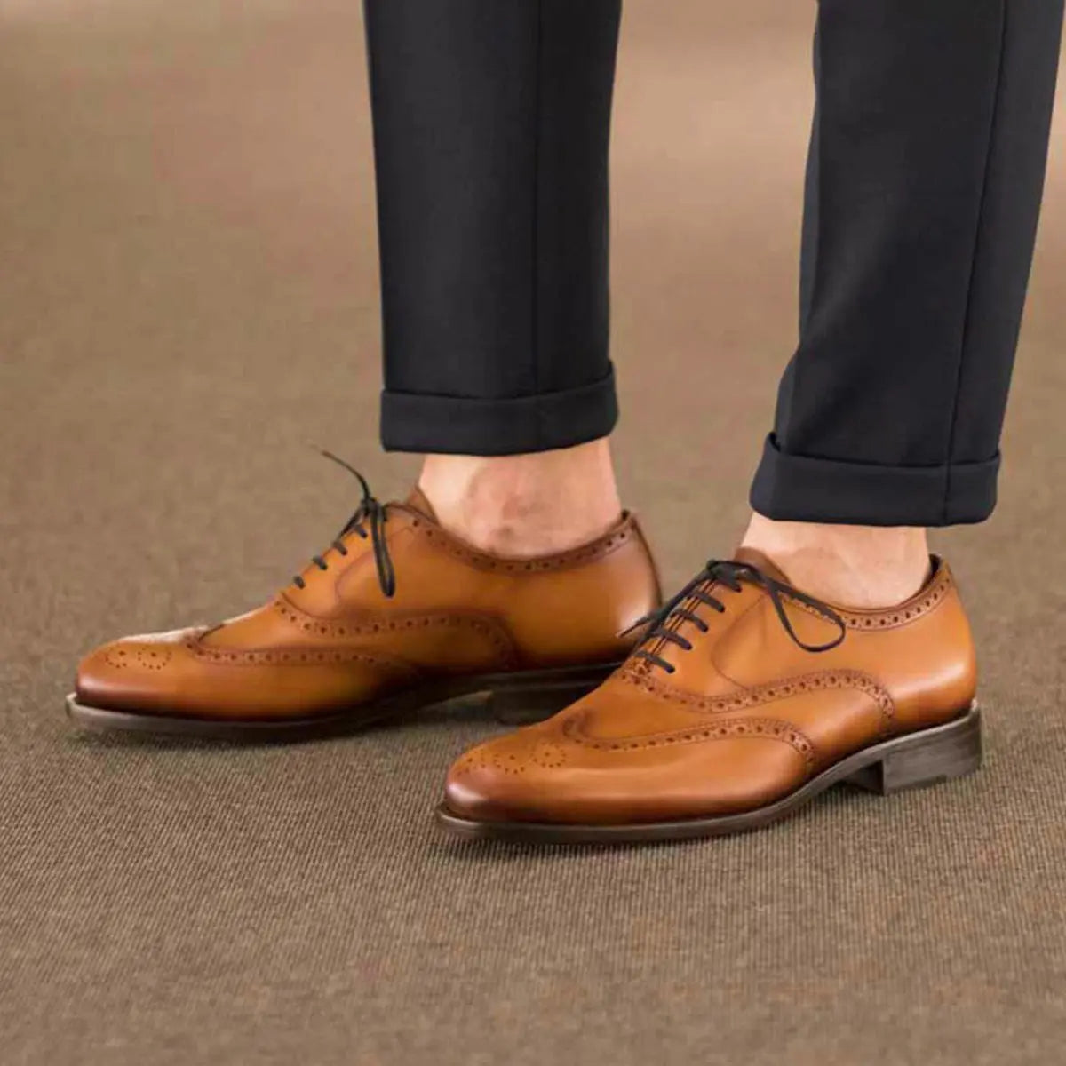 Vellano Tan Wingtip Brogue Dress Shoe