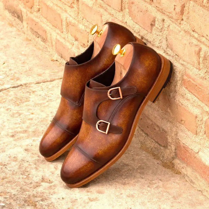 Vellano Mathew Cognac Marble Monk Shoe
