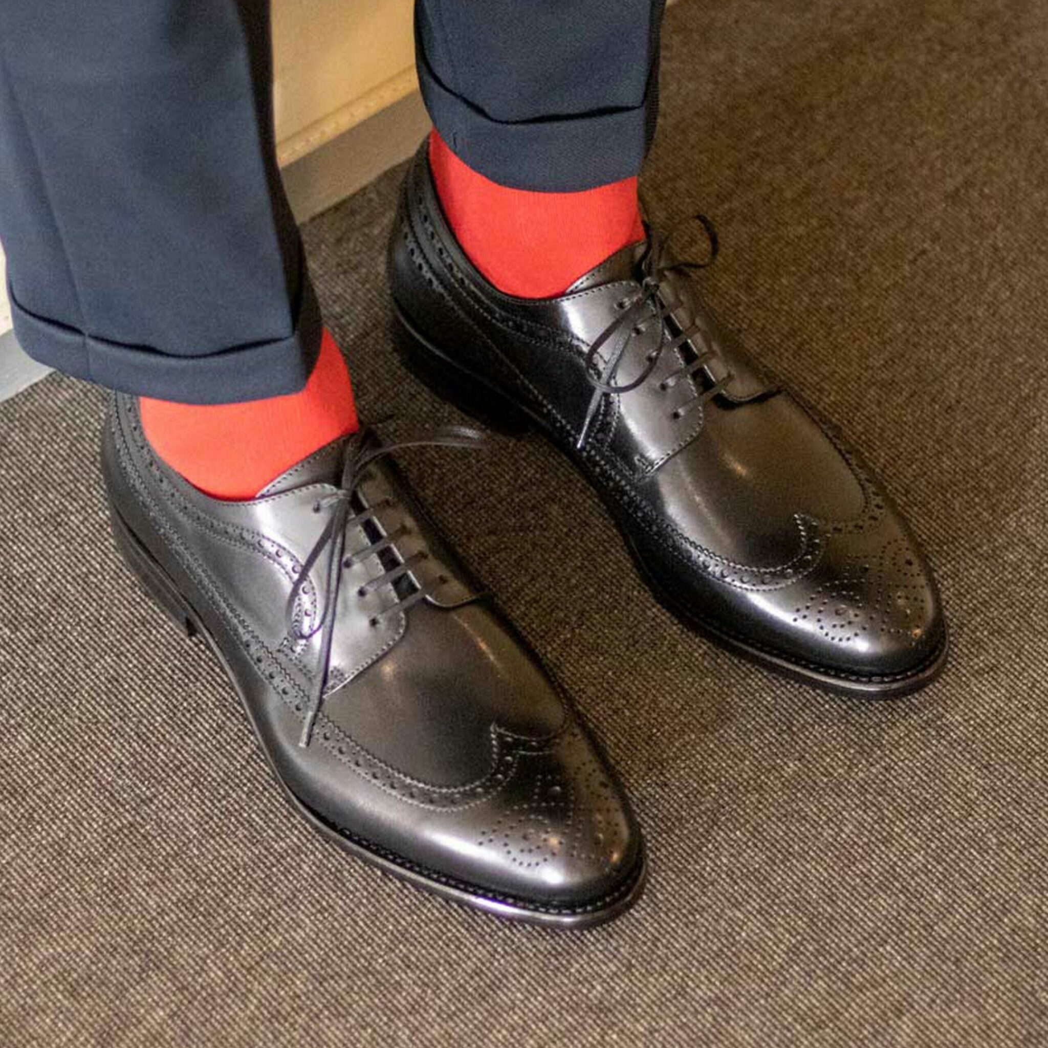 Vellano Black Longwing Blucher Brogue Shoe