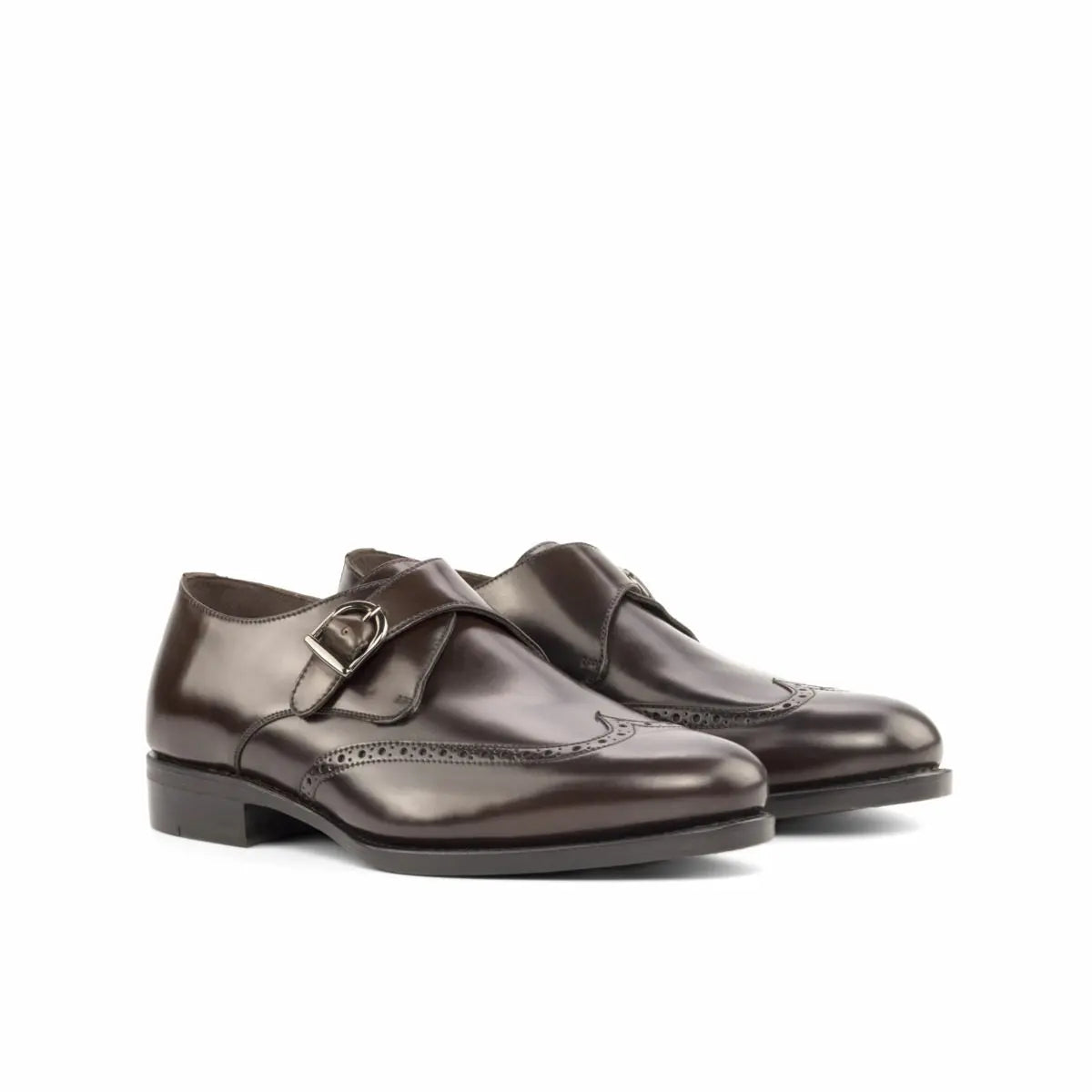 Vellano Trump Black Textured Brogue Strap Monk