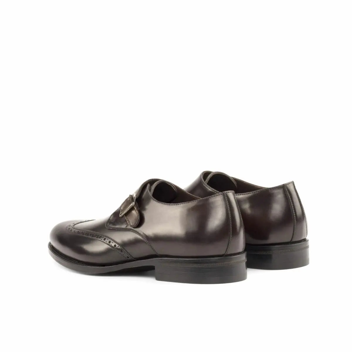 Vellano Trump Black Textured Brogue Strap Monk