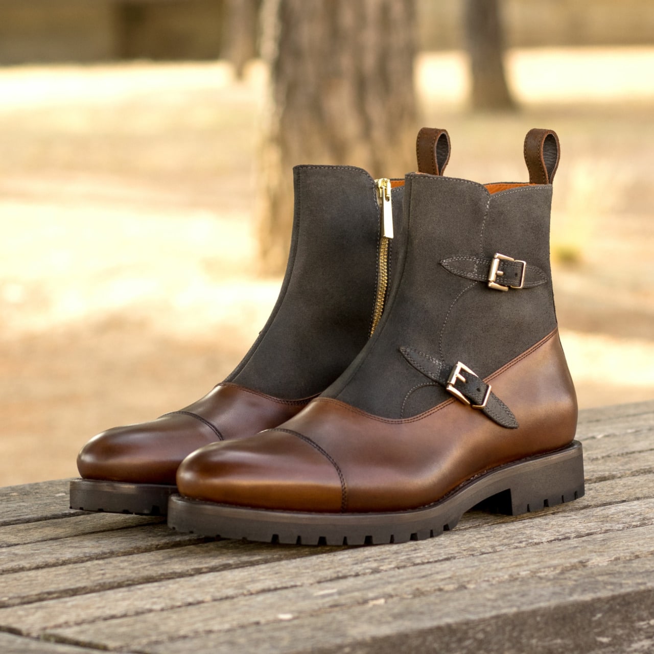 Vellano Cognac Suede Octavian Buckle Boot