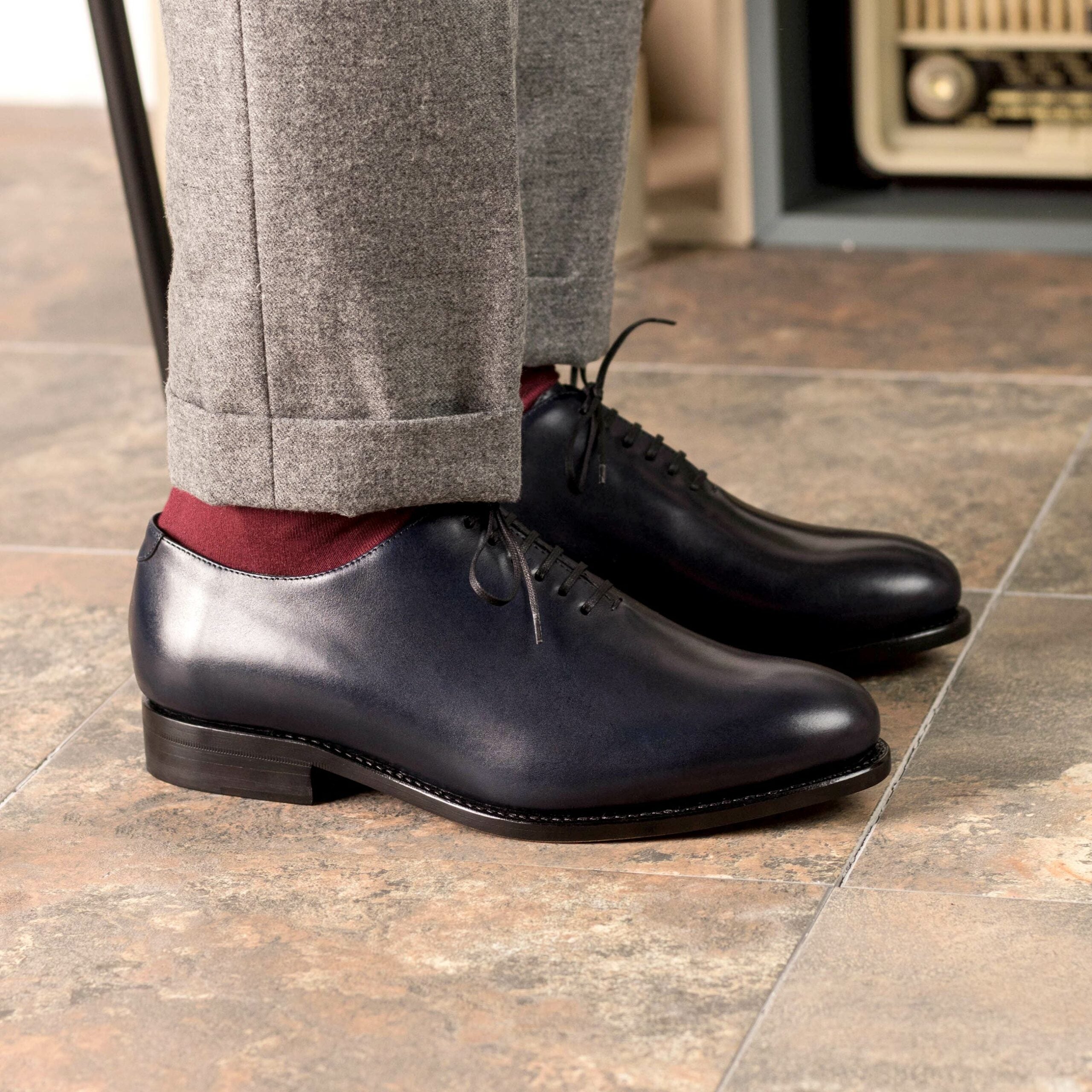 Vellano Royal Blue Black Two Tone Wholecut Shoe
