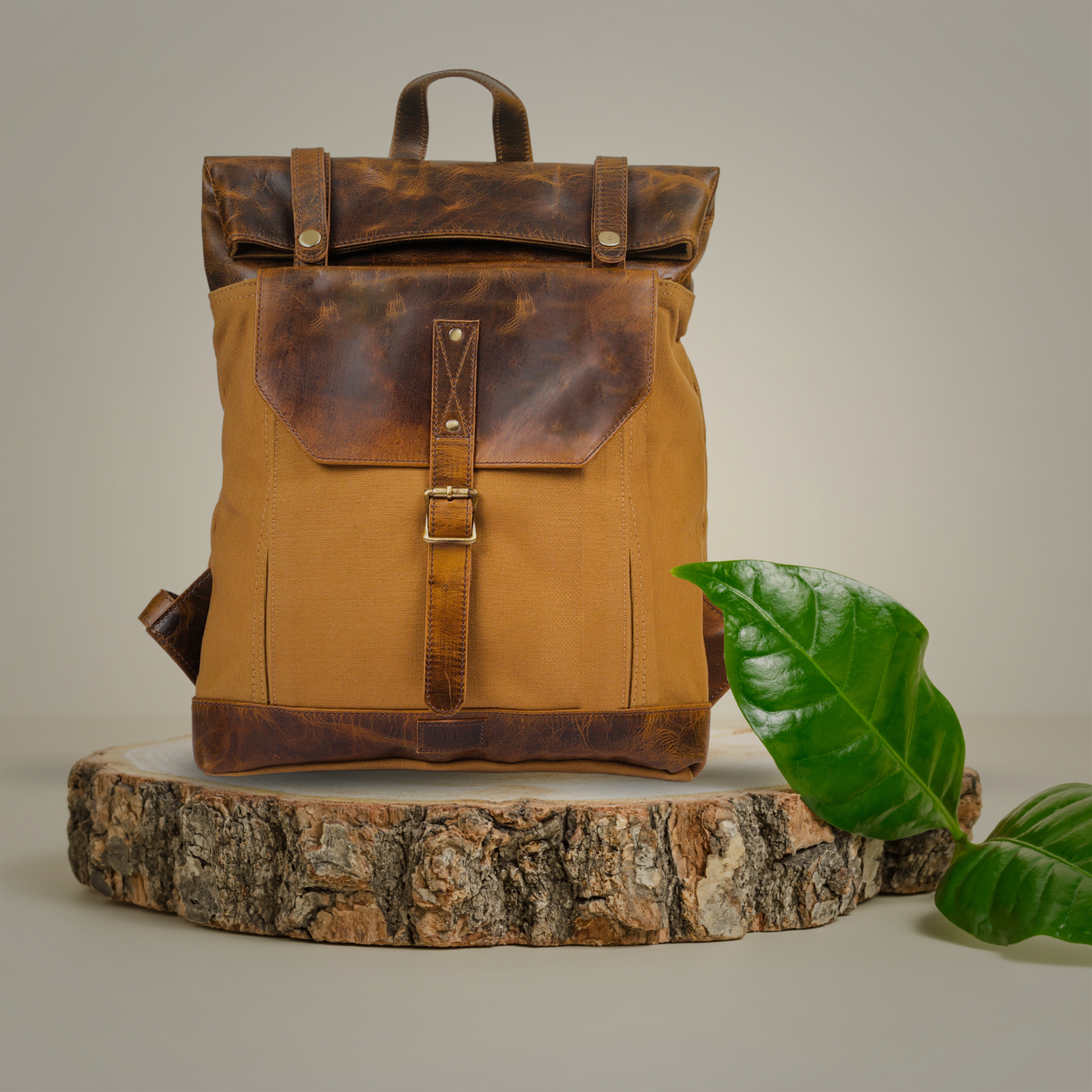 Vellano ForgePath Vintage Leather and Waxed Canvas Travel Backpack