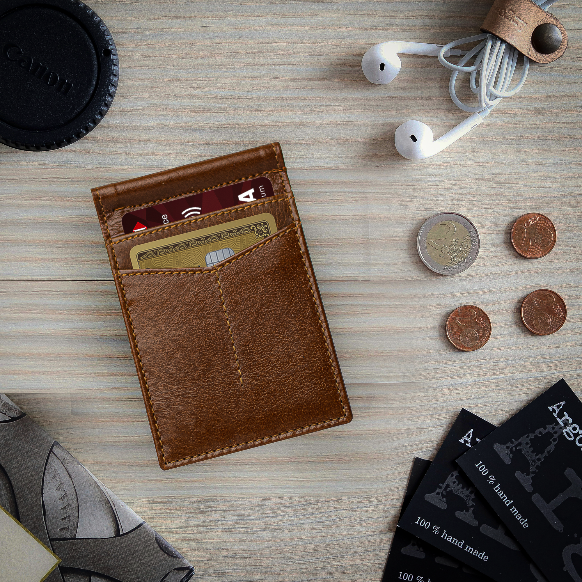 Vellano EdgeMark Duo Slim Imported Leather Double Sided Card Holder
