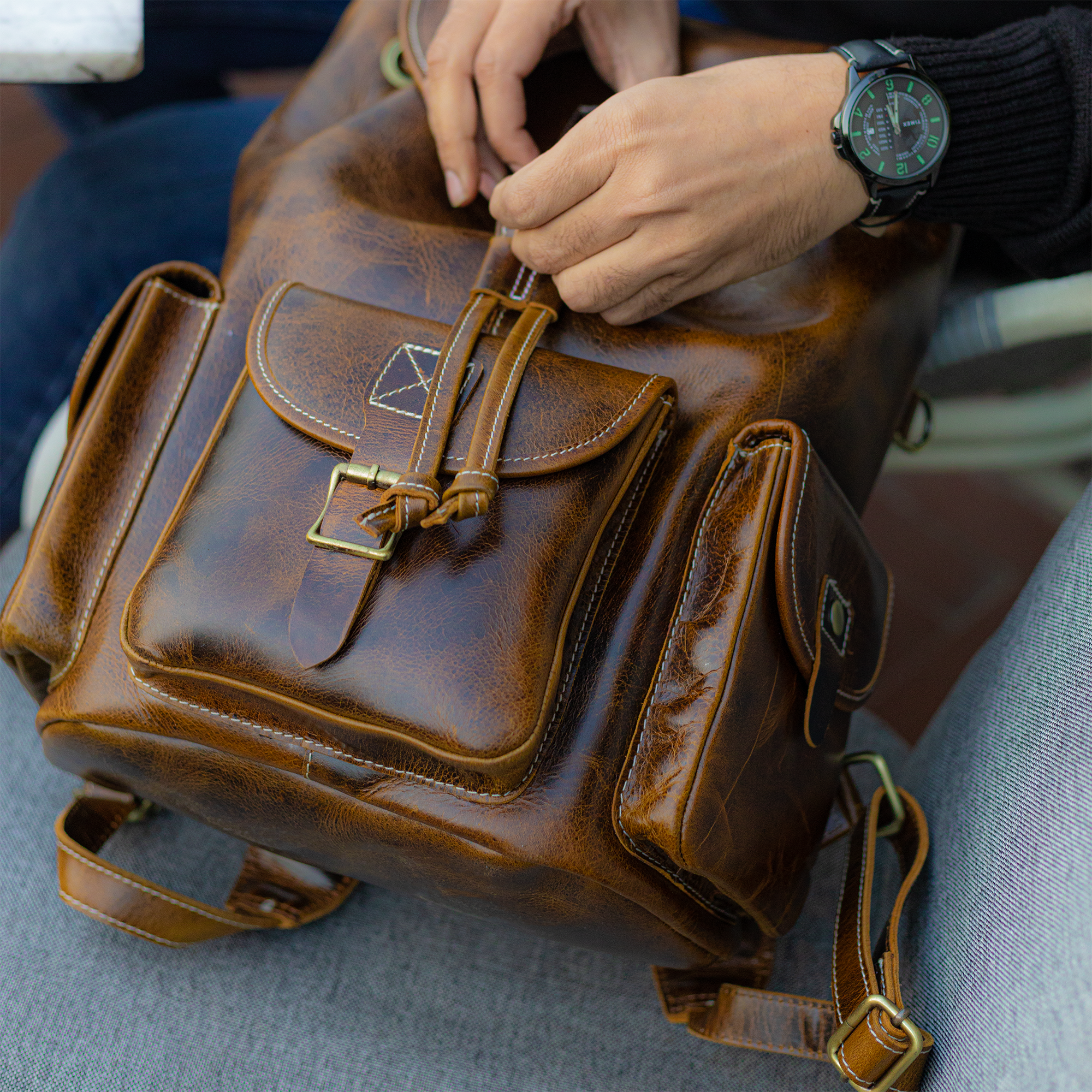 Vellano Trailbound Legacy Vintage Leather Explorer Backpack