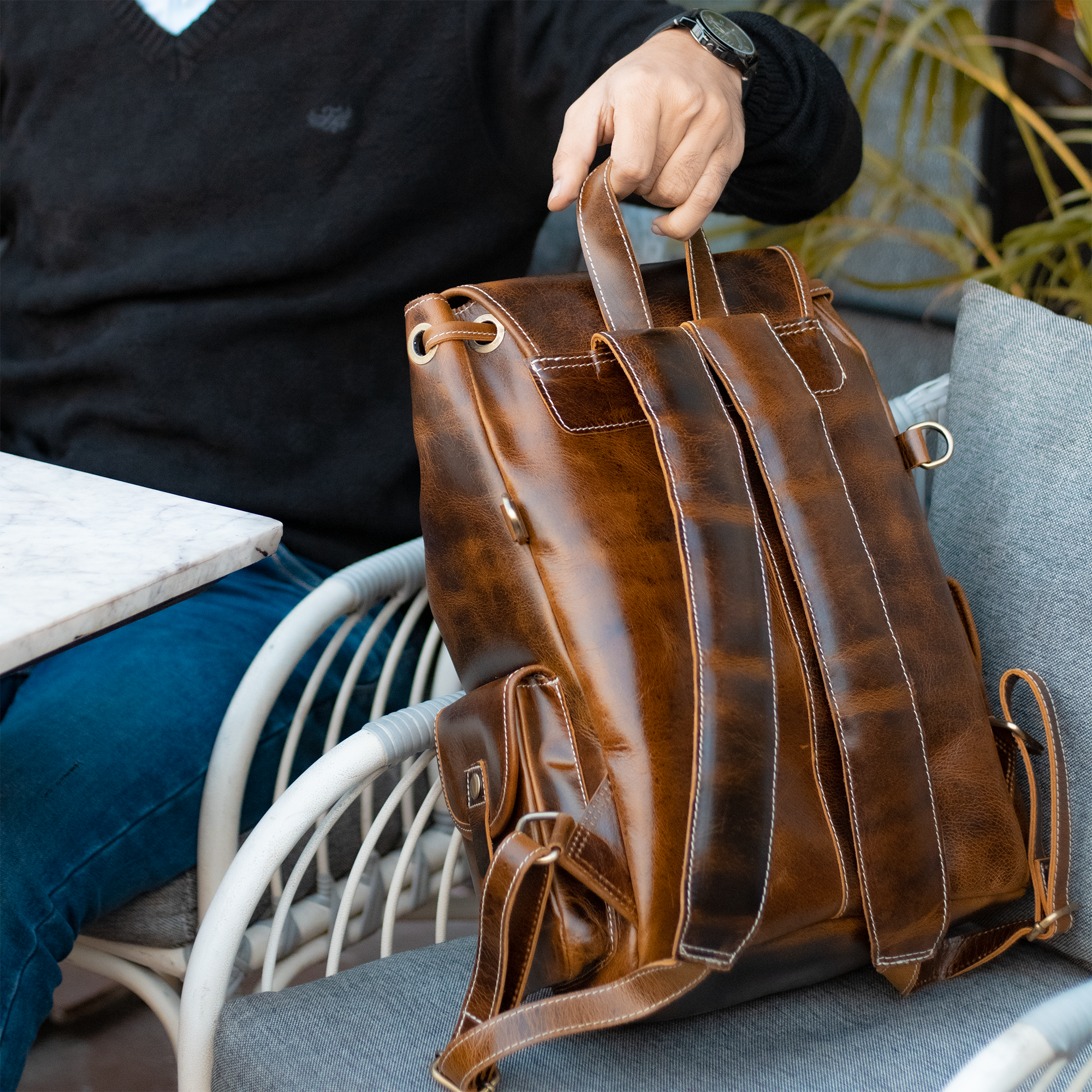 Vellano Trailbound Legacy Vintage Leather Explorer Backpack