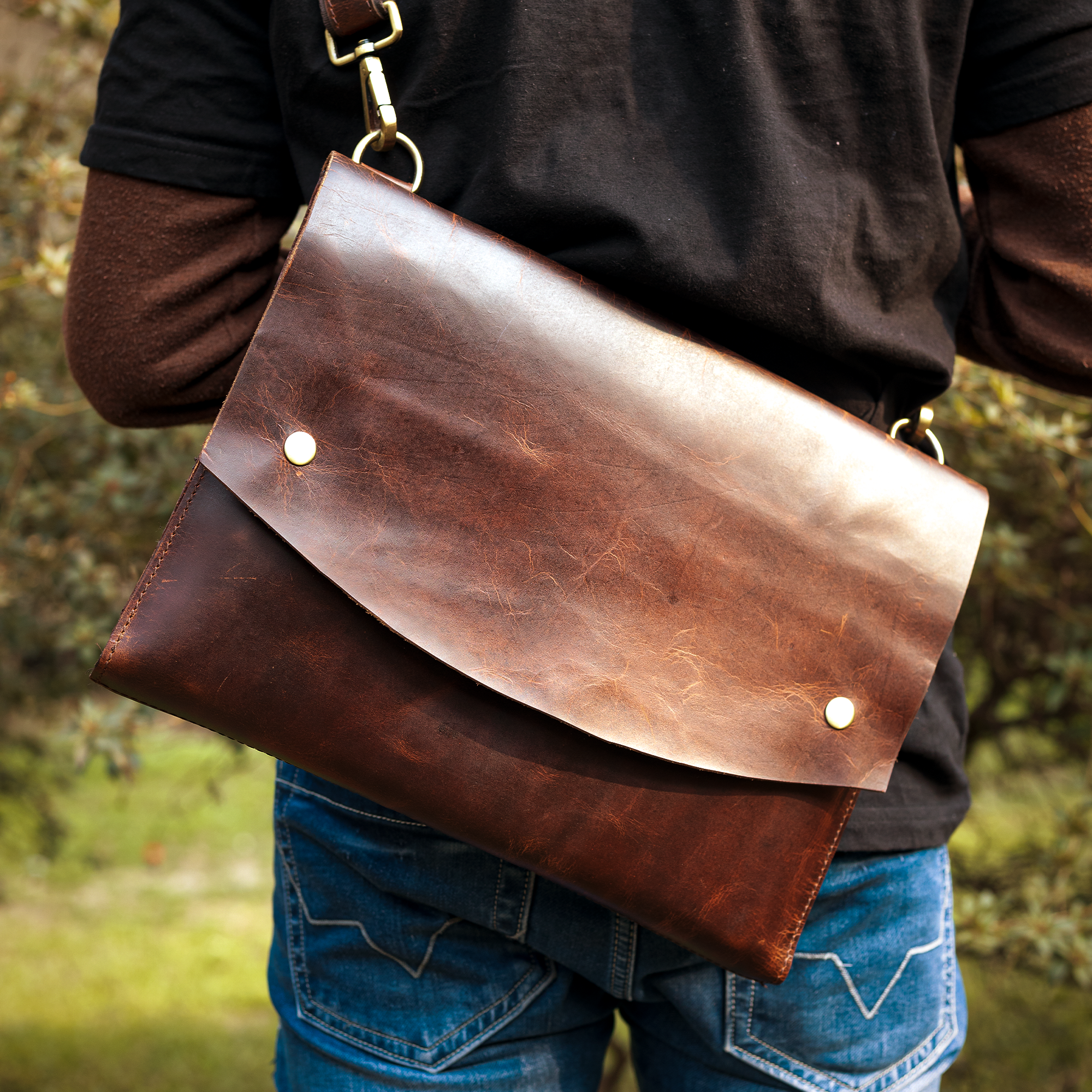 Vellano DriftEdge Hand Stitched Imported Leather Sling Bag for Urban Everyday Use