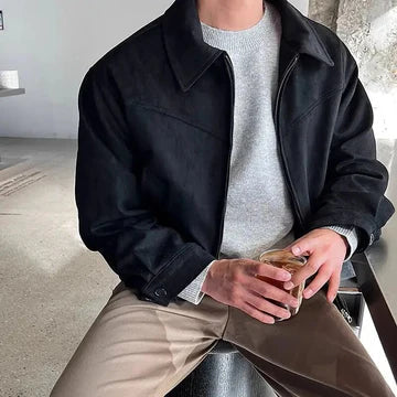 Vellano Italian Black Suede Casual Jacket