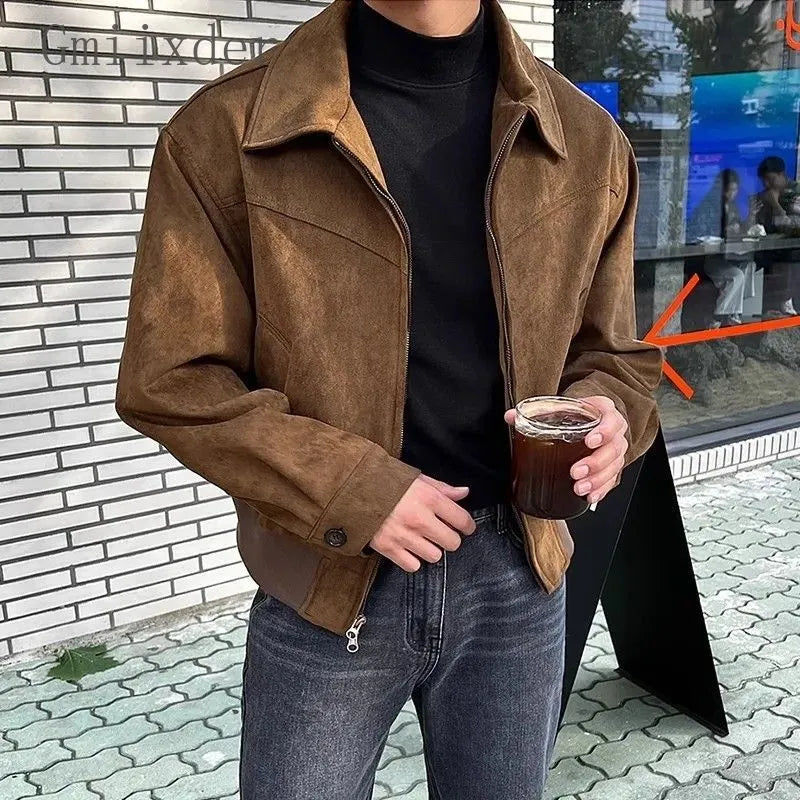 Vellano Italian Brown Suede Casual Jacket