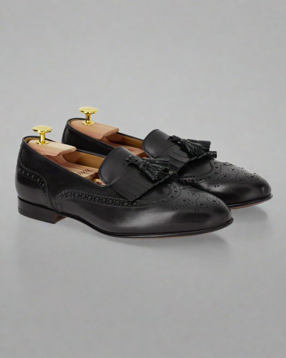 Vellano Marusee Black Antiqued Leather Loafers