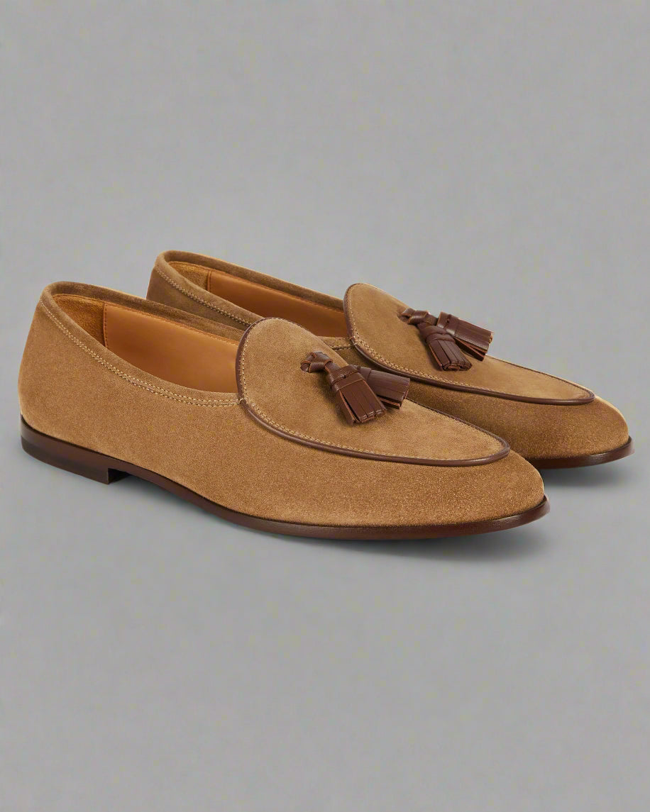 Vellano Bellagio Beige Suede Loafers