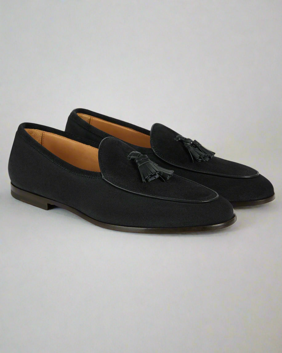 Vellano Bellagio Black Suede Loafers
