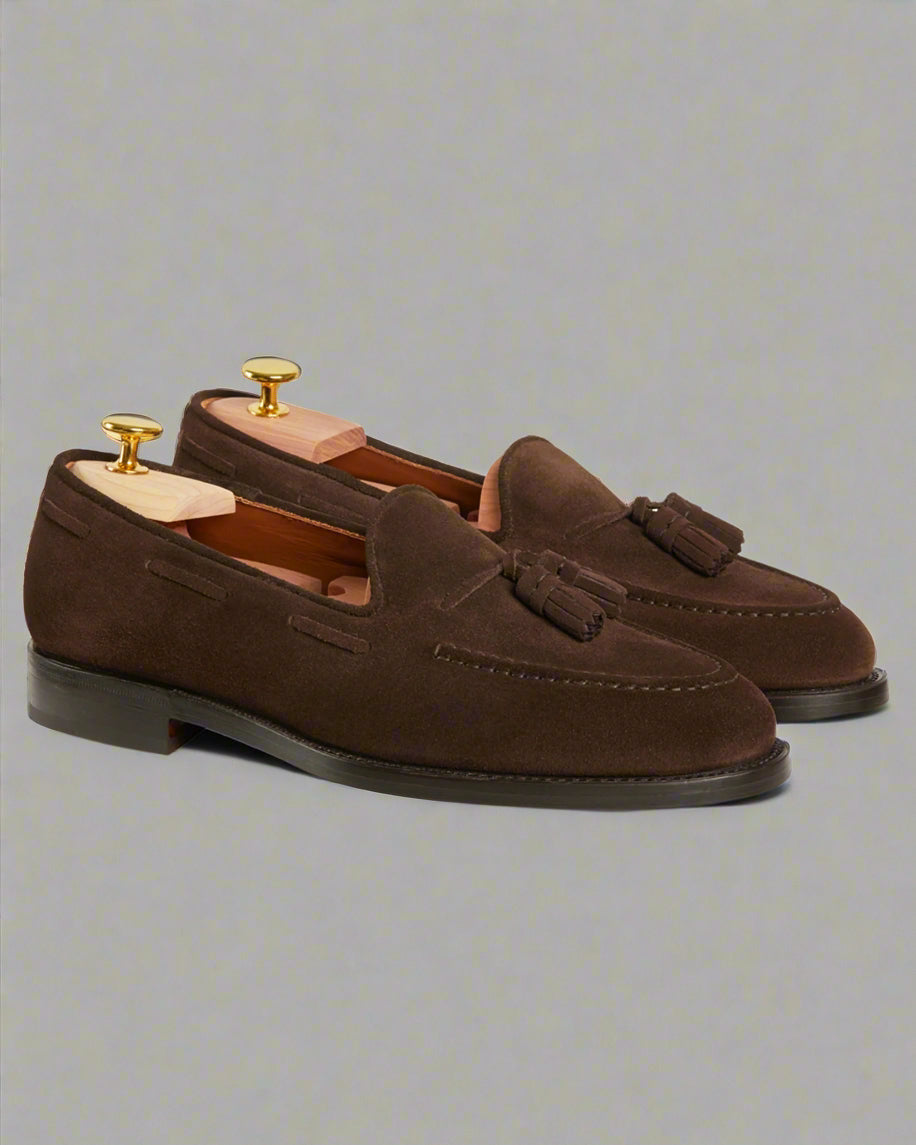 Vellano Halverton Dark Brown Suede Tassel Loafers