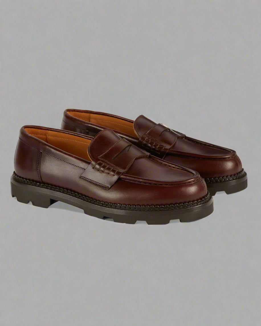 Vellano Stonewyld Lug Sole Penny Loafers Dark Brown