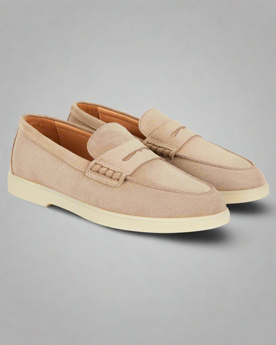 Vellano Ashmere Suede Loafers in Beige