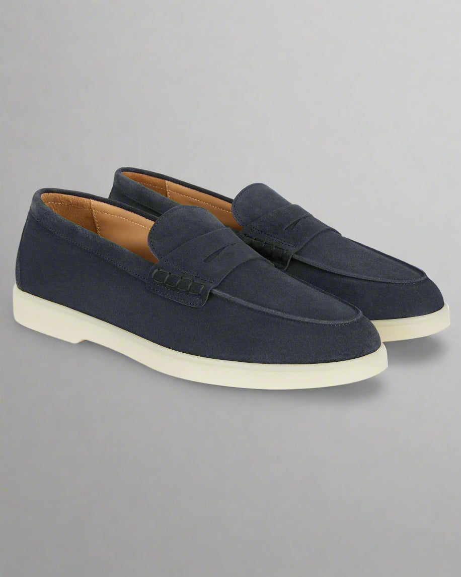 Vellano Ashmere Suede Loafers in Blue