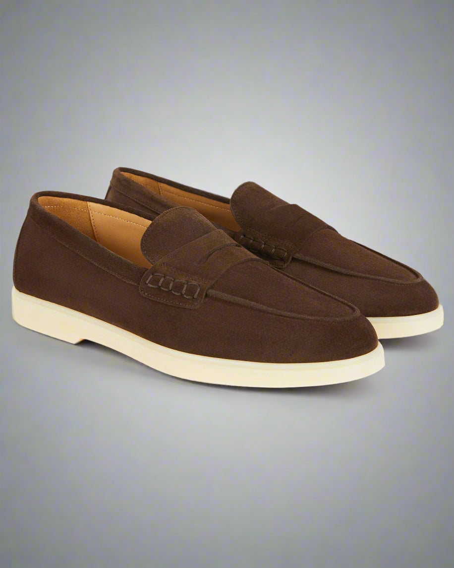Vellano Ashmere Suede Loafers in Dark Brown