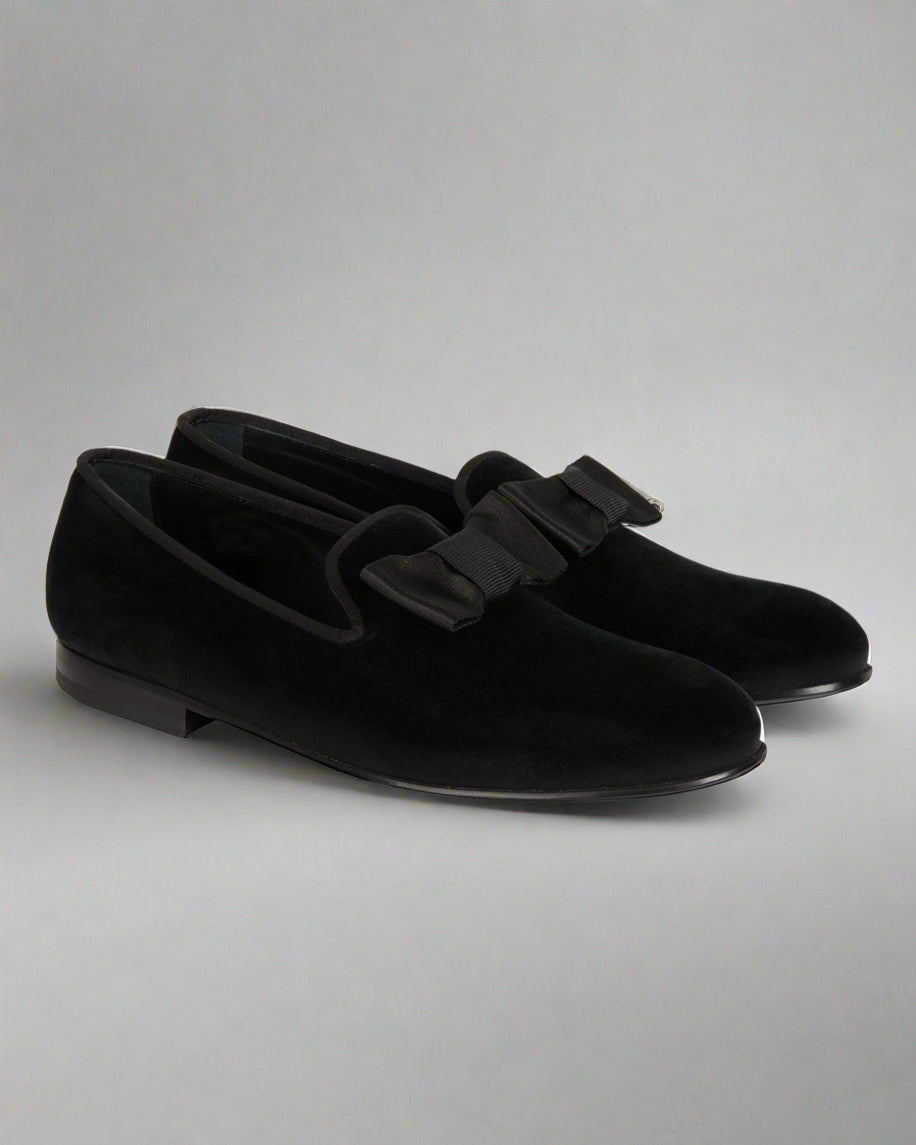 Vellano Merivale Black Velvet Belgian Loafers