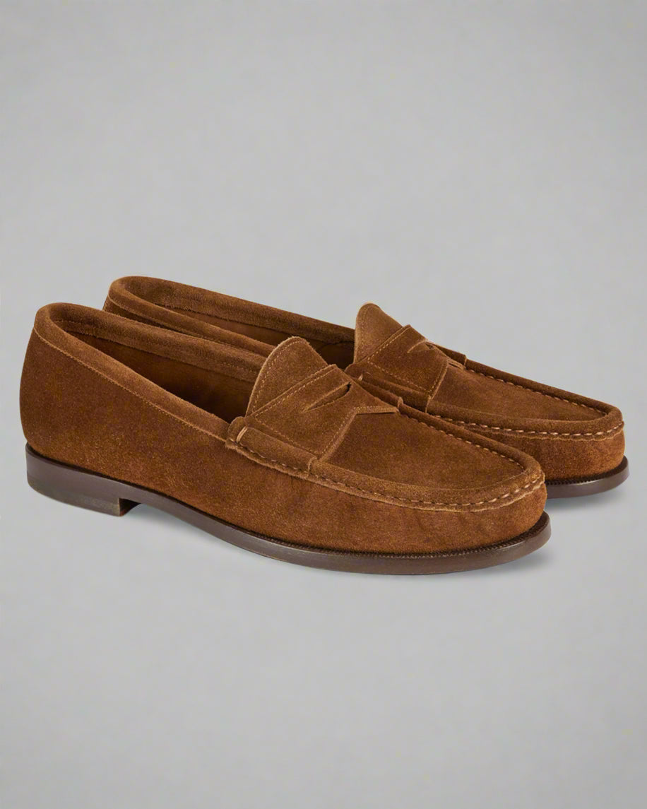 Vellano Tobacco Suede Penny Loafers