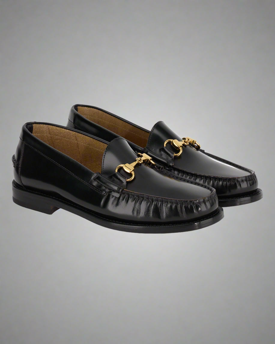 Vellano Black Bull Leather Loafers