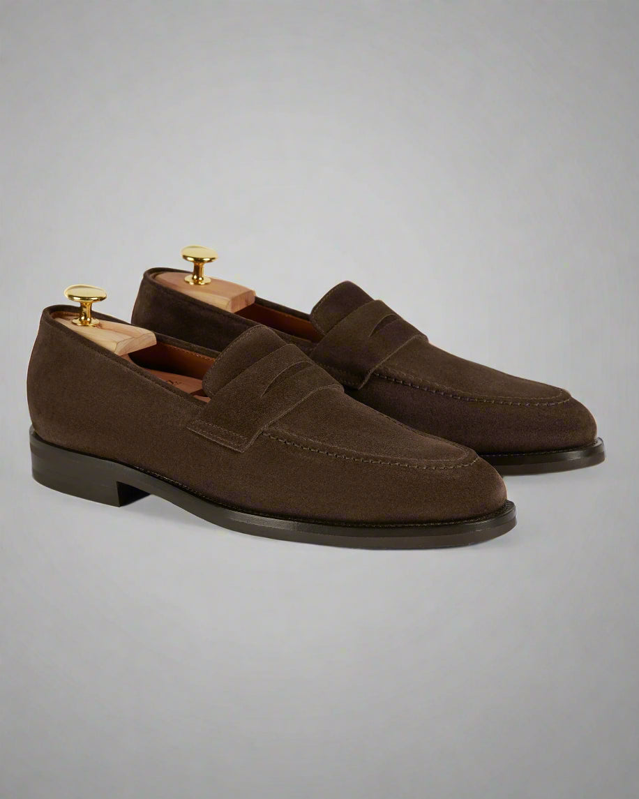 Vellano Harrowmere Tapered Dark Brown Suede Loafers