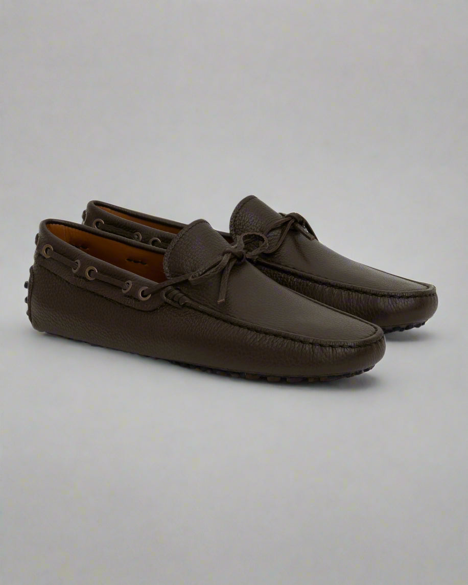 Vellano Eldwynd Tumbled Leather Moccasins in Vintage Dark Brown
