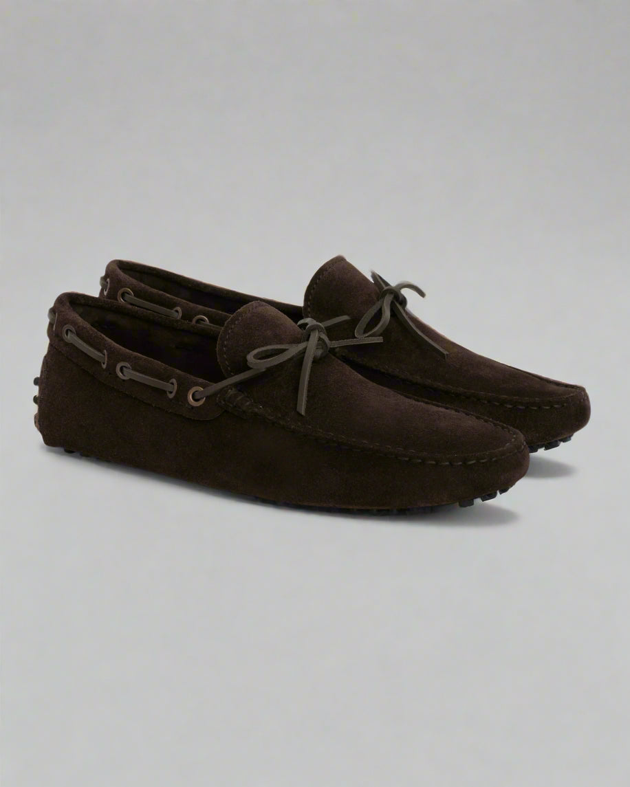 Vellano Eldwynd Waterproof Suede Moccasins in Dark Brown